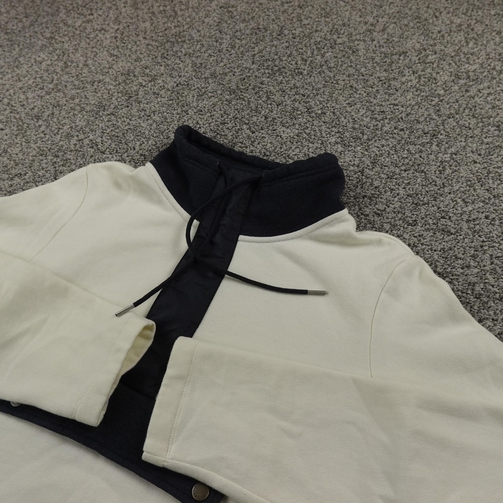 LL Bean Sweatshirt Womens M White Anorak Fleece Pullover Sweatshirt Outdoor Hike